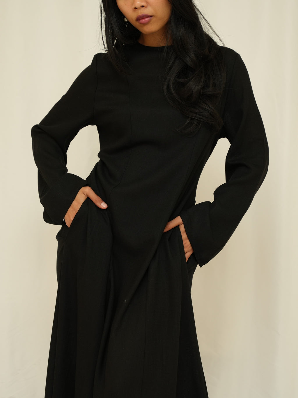 Black Structured Maxi Dress