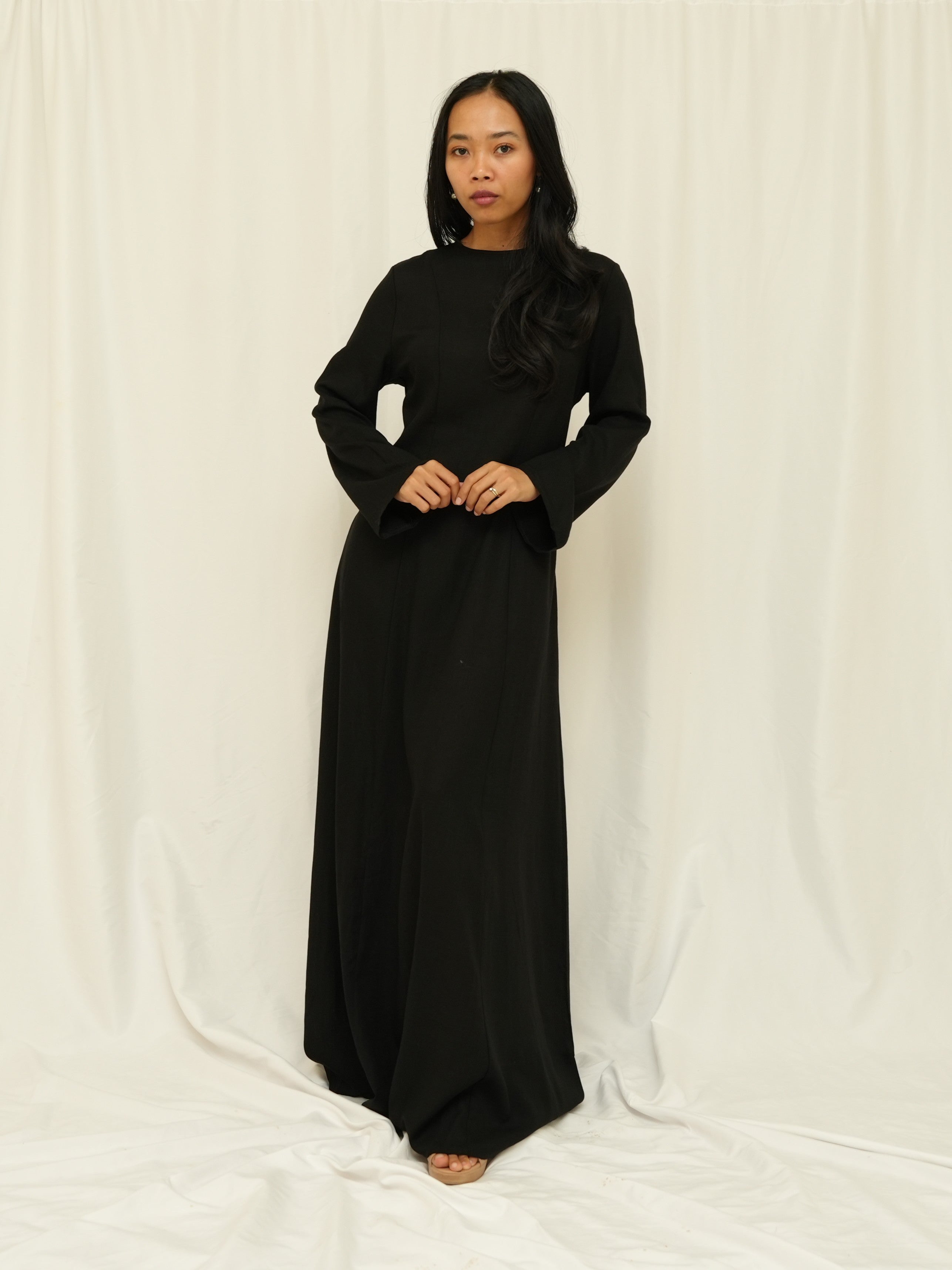 Black Structured Maxi Dress