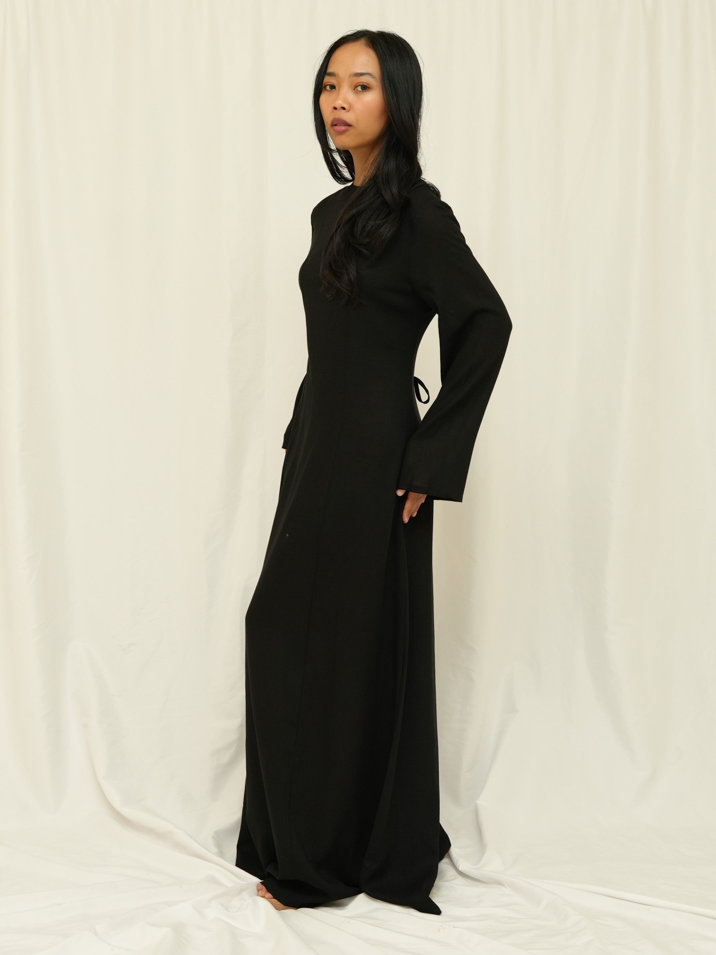 Black Structured Maxi Dress