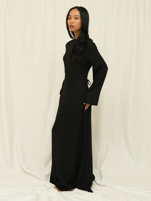 Black Structured Maxi Dress