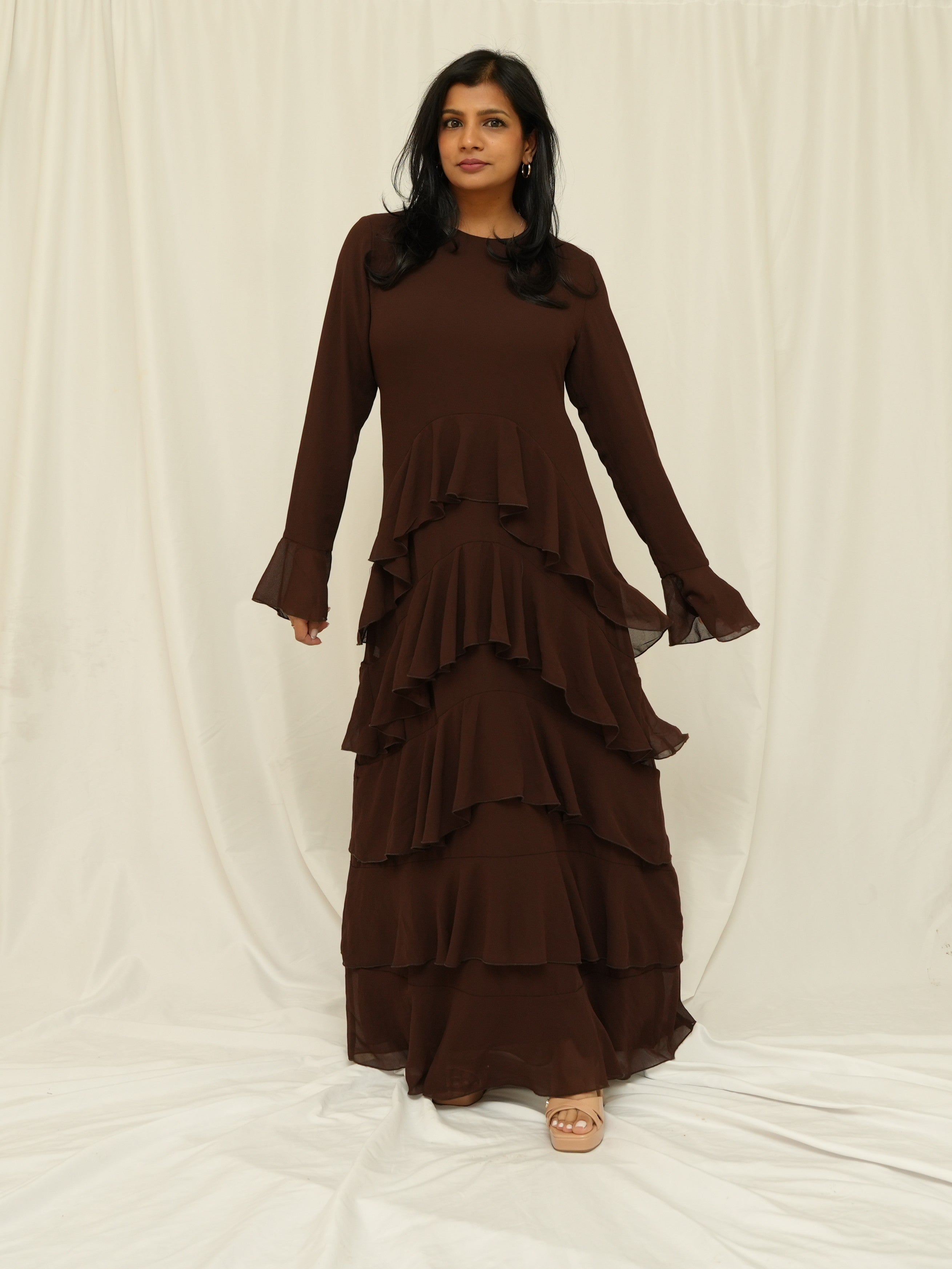 Dark Brown Ruffle Dress