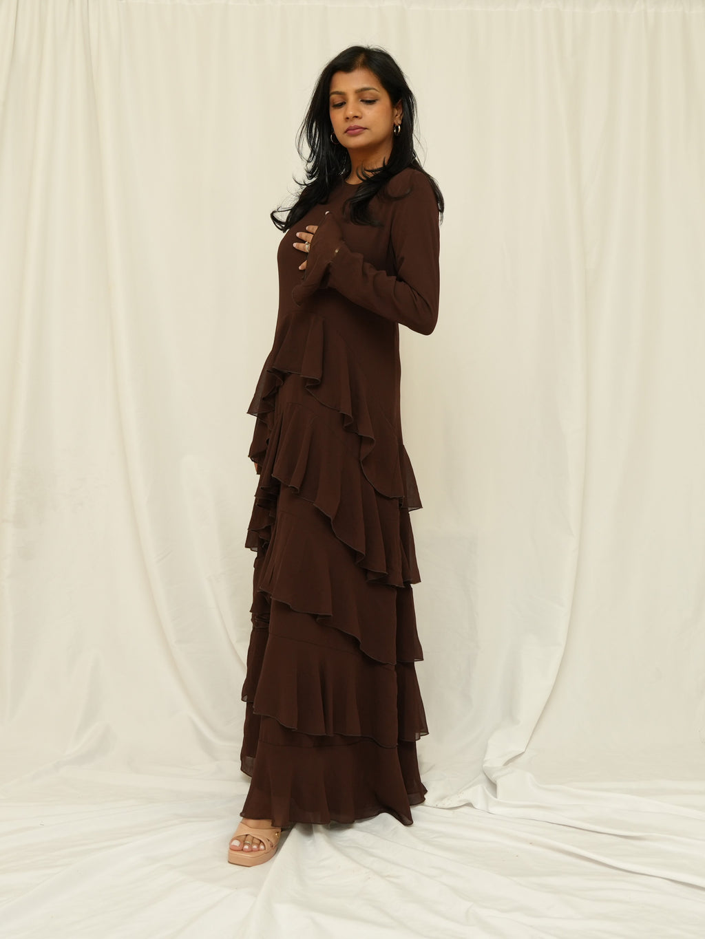 Dark Brown Ruffle Dress