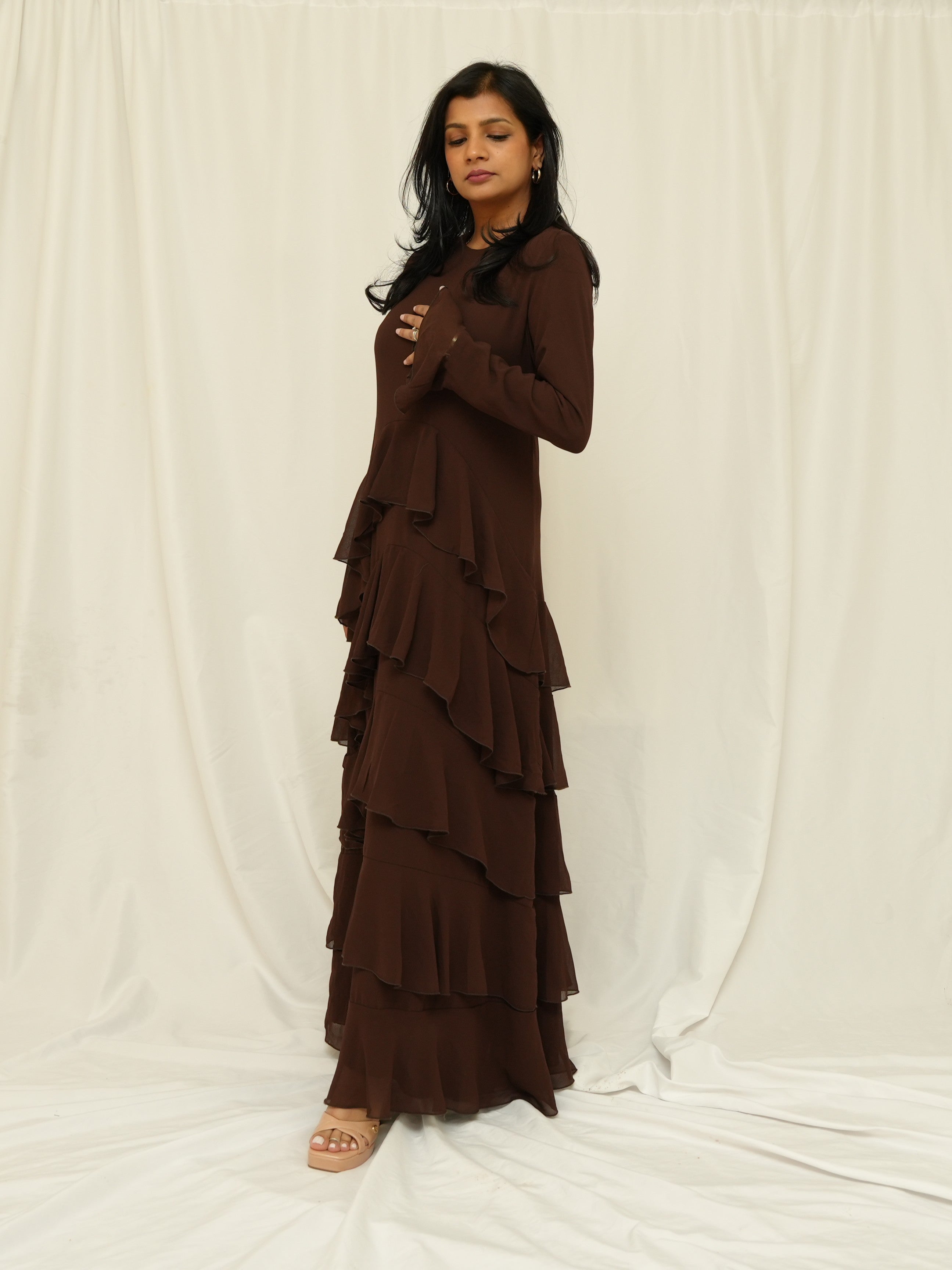 Dark Brown Ruffle Dress