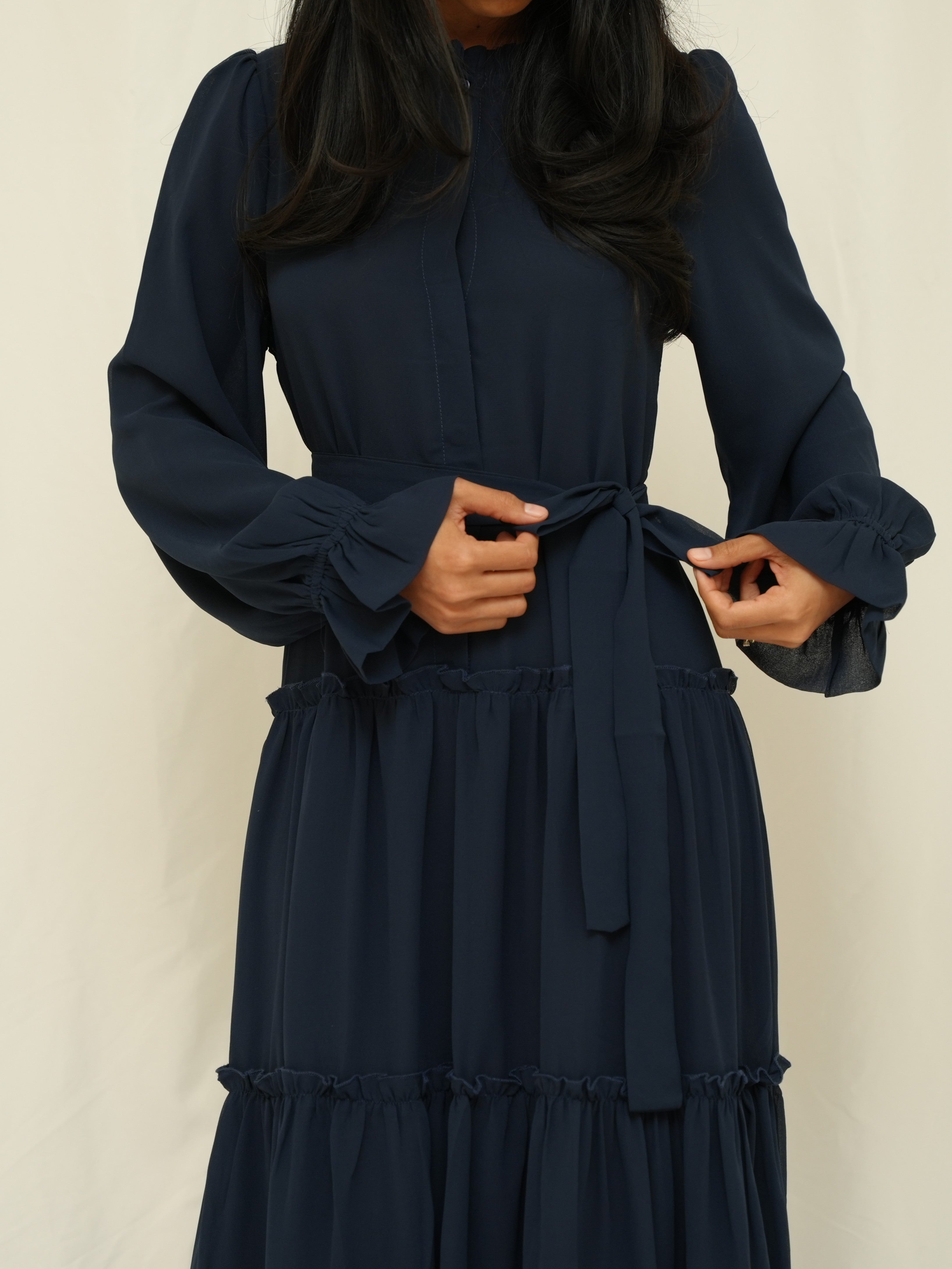 Navy Belted Dress