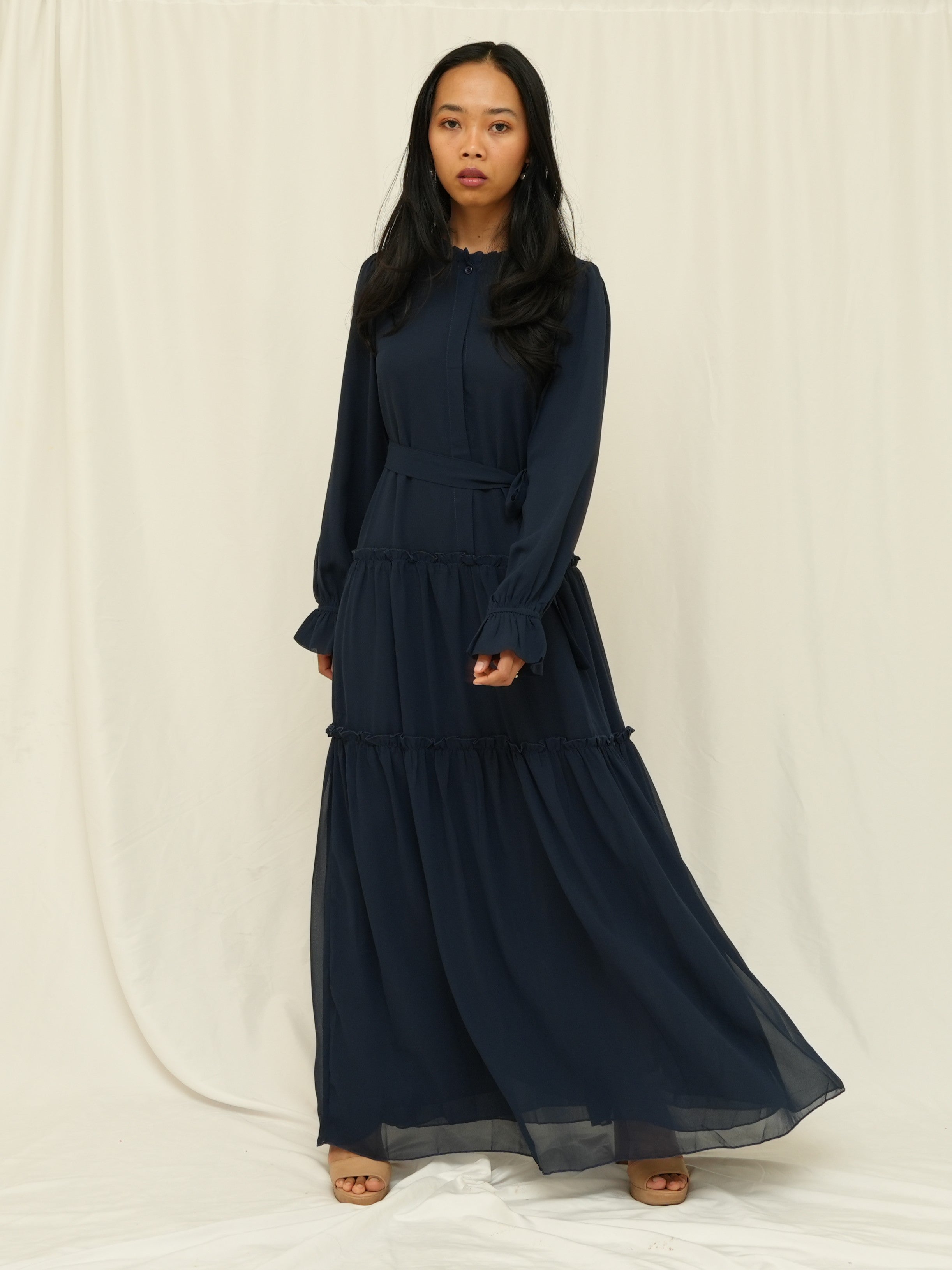 Navy Belted Dress