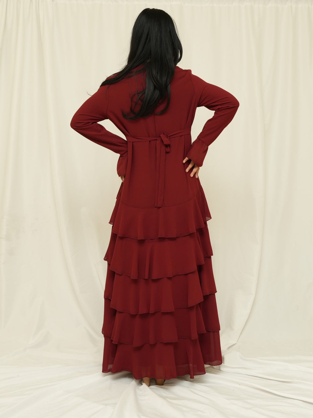 Maroon Ruffle Dress