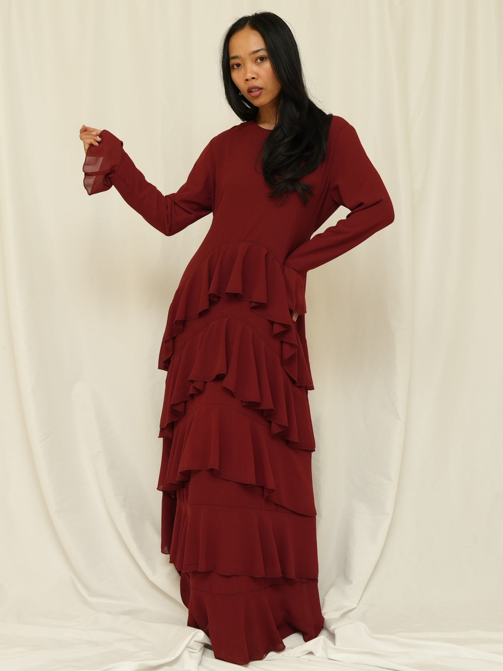 Maroon Ruffle Dress